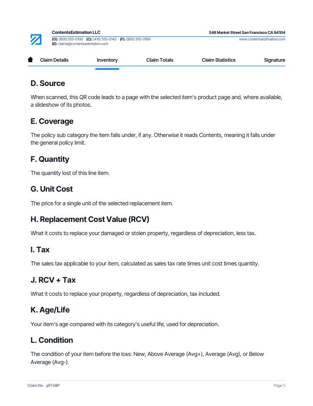 ContentsEstimation report page 5